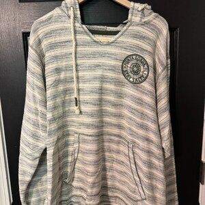 NWOT Womens Mens Striped Blue White Hoodie Cotton Blend Large